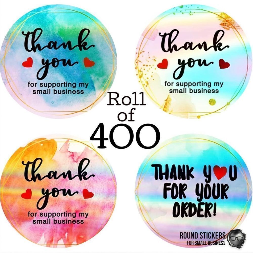 1.5” BULK ROLL 400 THANK YOU FOR SUPPORTING SMALL BUSINESS STICKERS IRIDESCENT